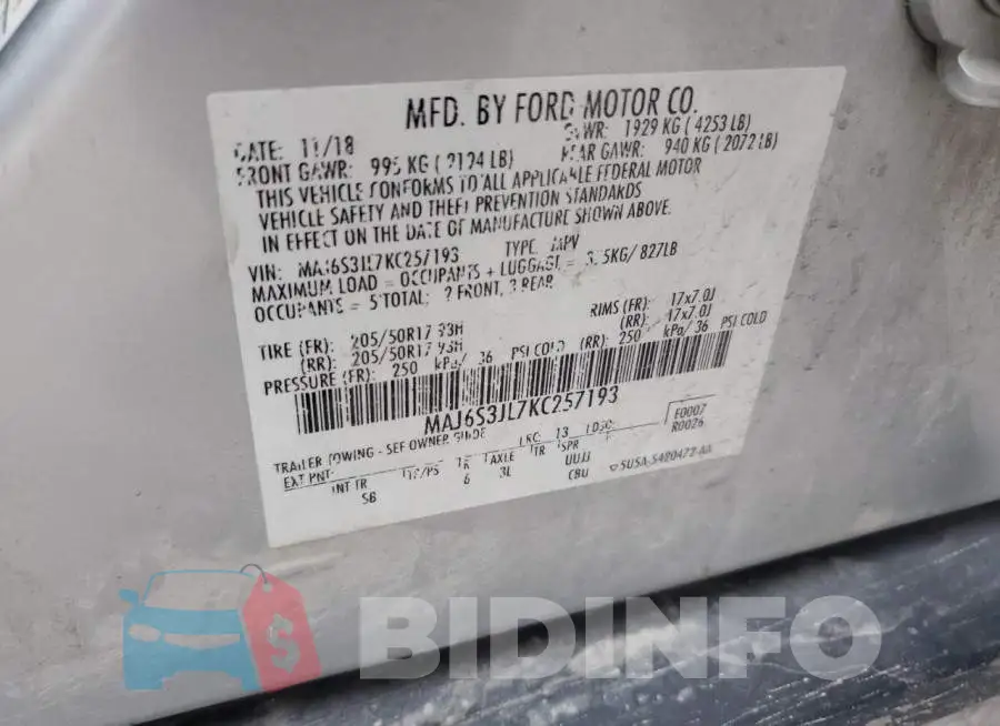 MAJ6S3JL7KC257193 Photo# 12