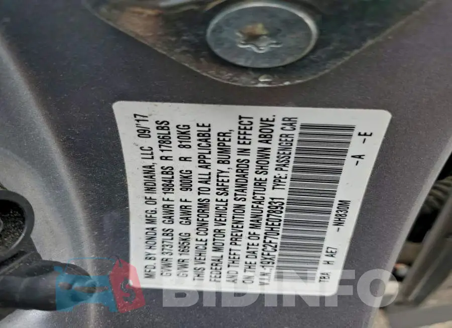 19XFC2F70HE078931 Photo# 12