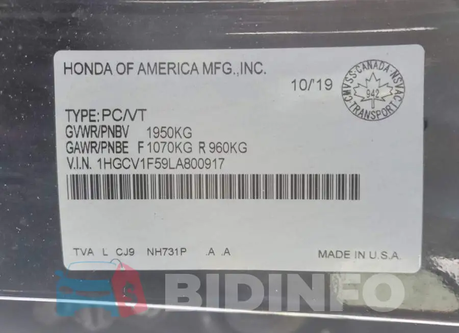 1HGCV1F59LA800917 Photo# 12