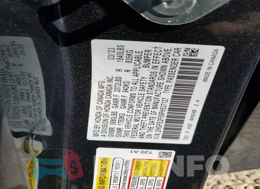 2HGFE2F59PH537127 Photo# 13