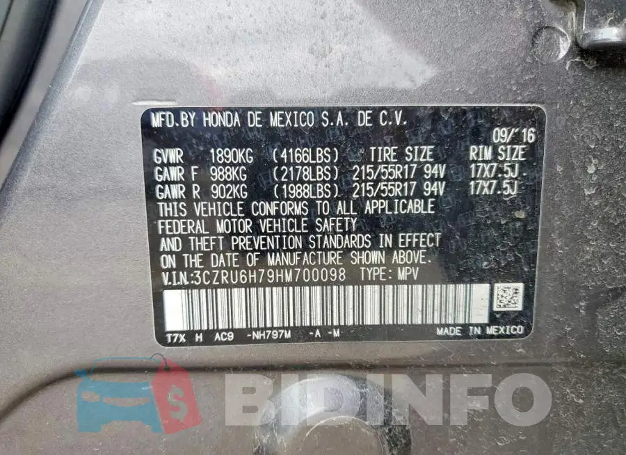 3CZRU6H79HM700098 Photo# 12