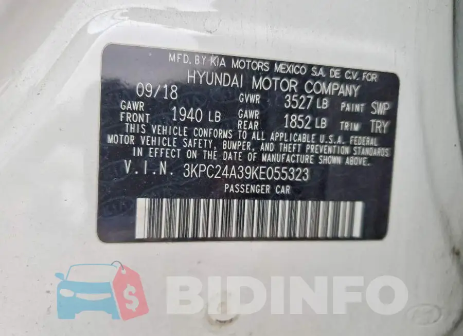 3KPC24A39KE055323 Photo# 12