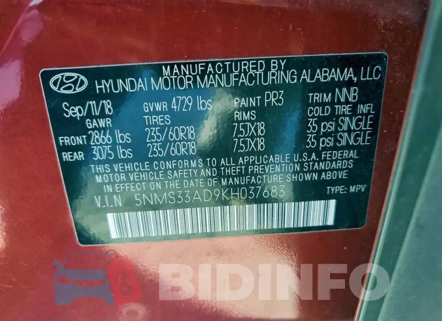 5NMS33AD9KH037683 Photo# 14