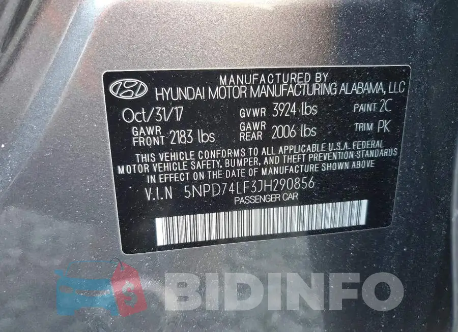 5NPD74LF3JH290856 Photo# 13