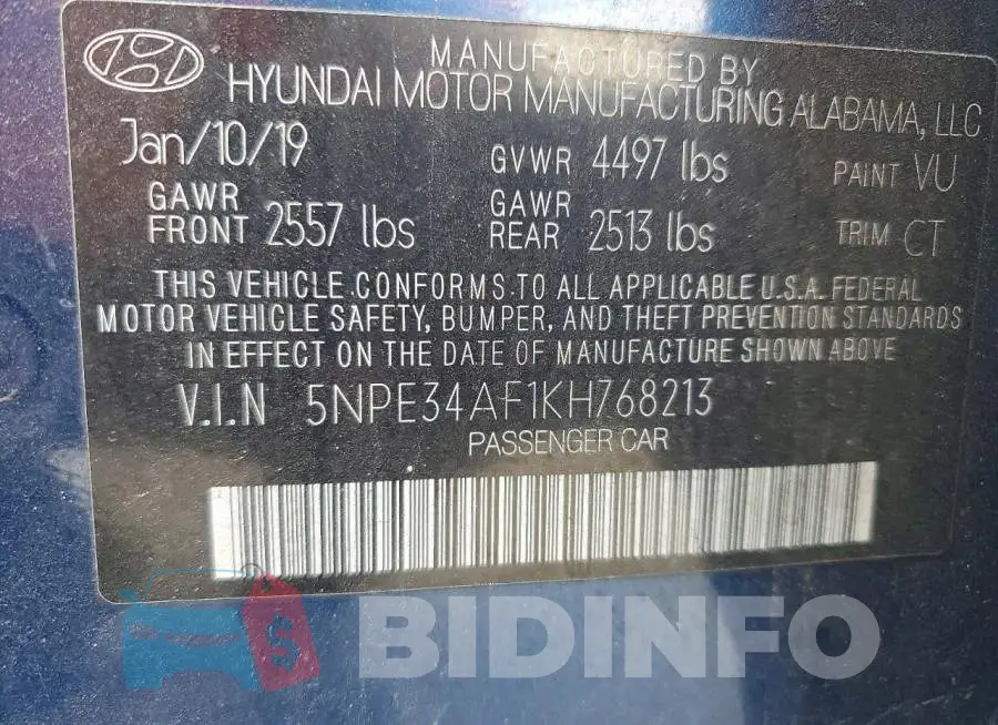 5NPE34AF1KH768213 Photo# 13