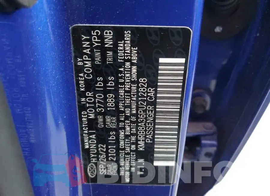 KMHRB8A36PU212828 Photo# 13