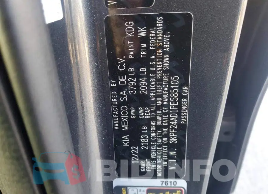 3KPF24AD1PE585105 Photo# 12