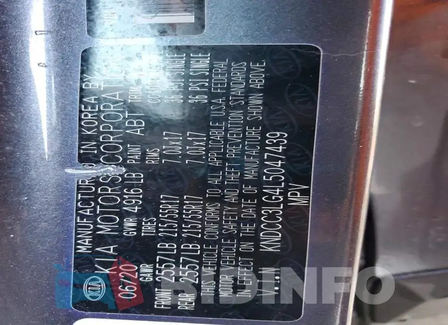 KNDCC3LG4L5047439 Photo# 14