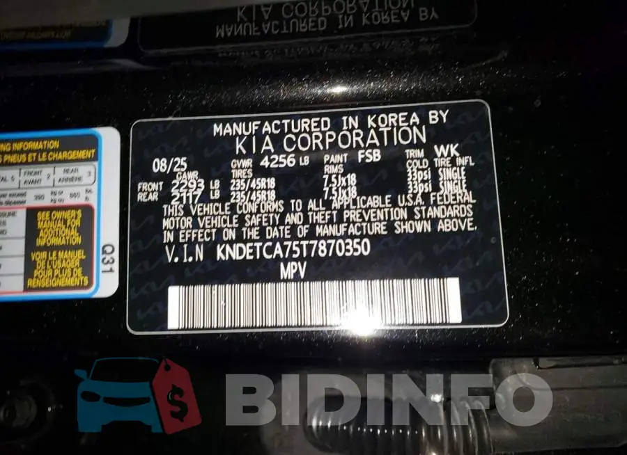 KNDETCA75T7870350 Photo# 12