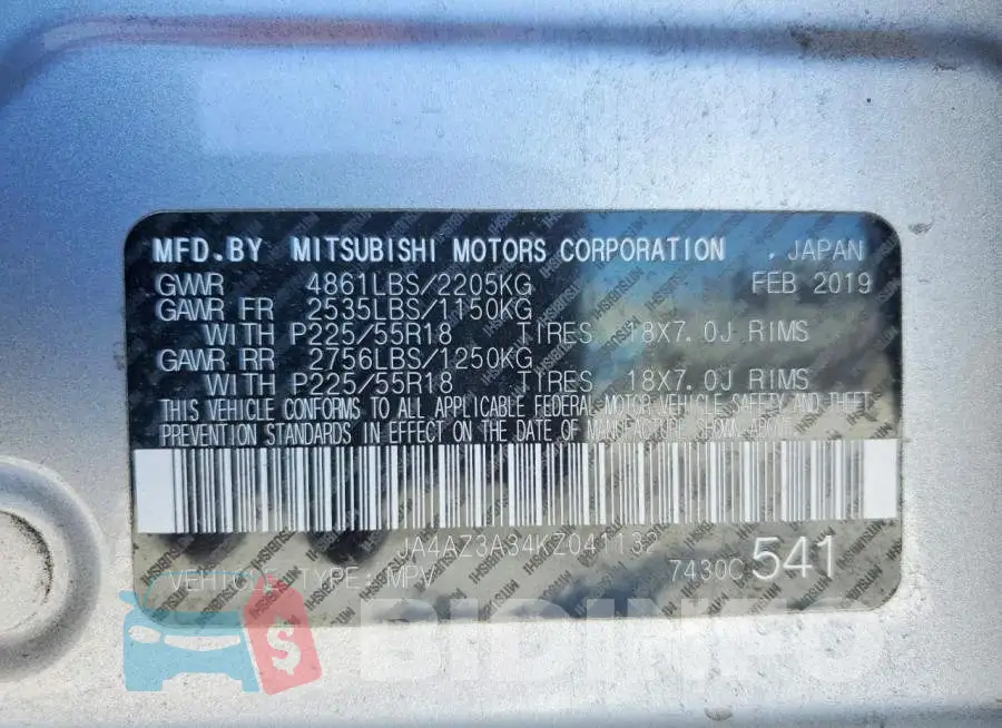 JA4AZ3A34KZ041132 Photo# 12