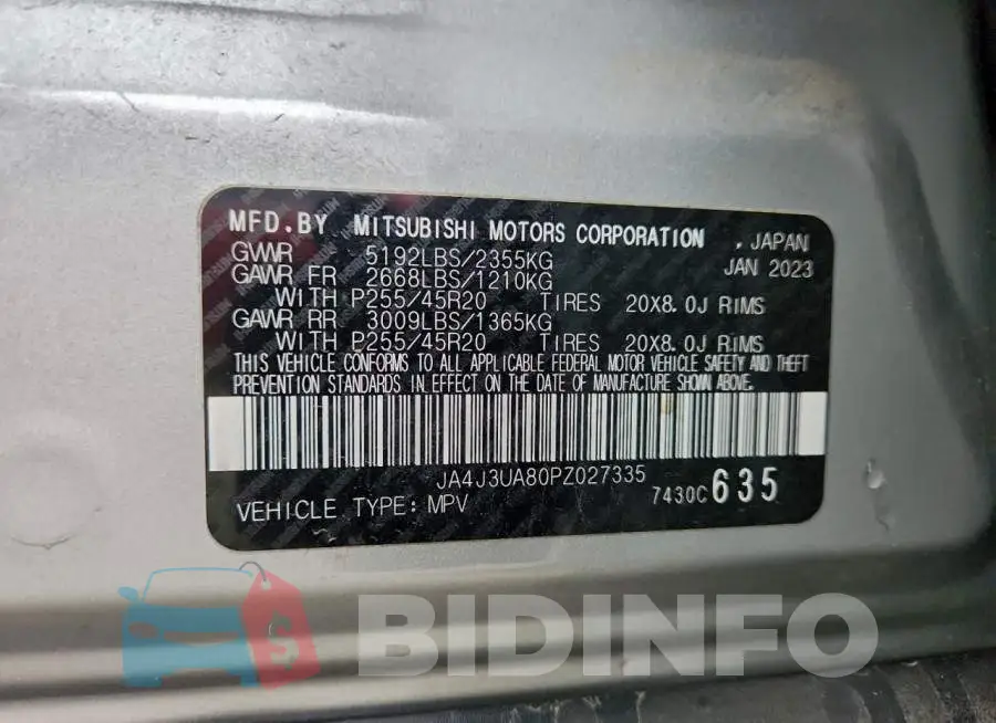 JA4J3UA80PZ027335 Photo# 13