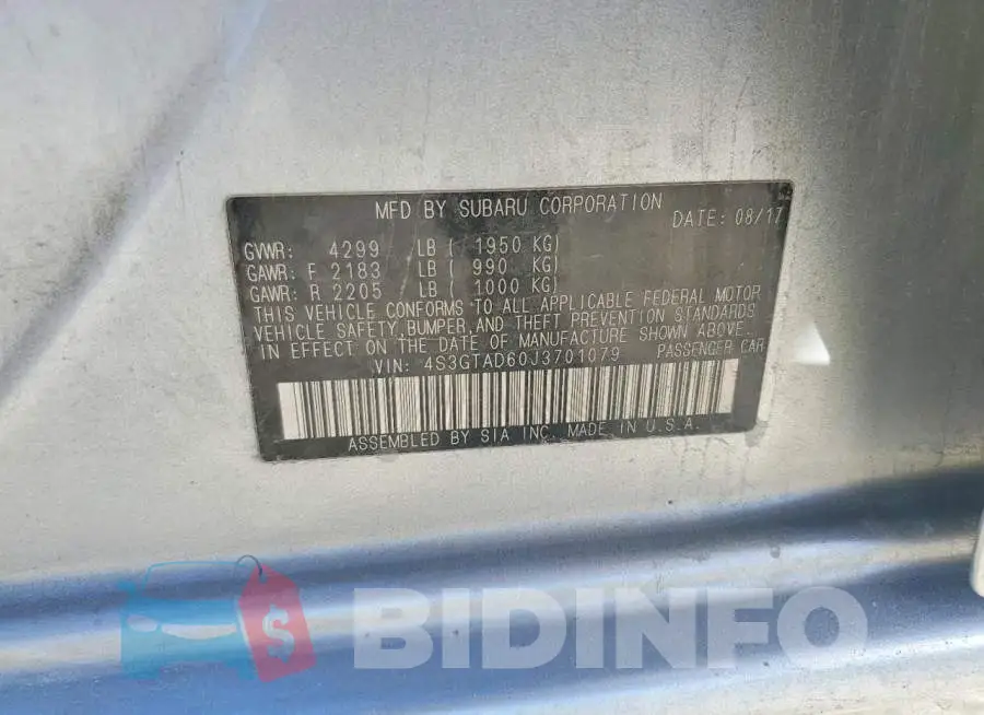 4S3GTAD60J3701079 Photo# 9