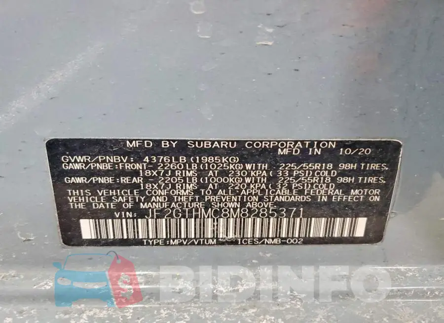 JF2GTHMC8M8285371 Photo# 13