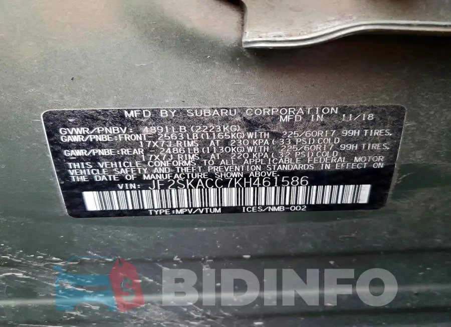 JF2SKACC7KH461586 Photo# 13