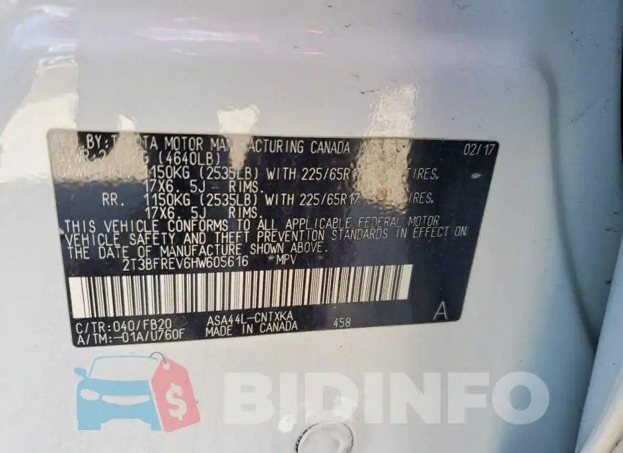 2T3BFREV6HW605616 Photo# 13