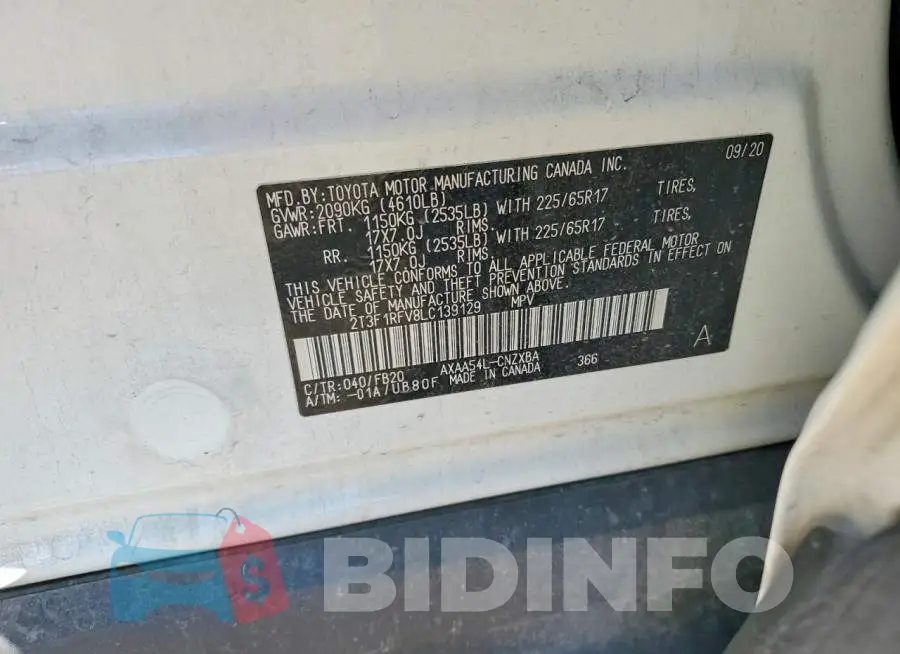 2T3F1RFV8LC139129 Photo# 12