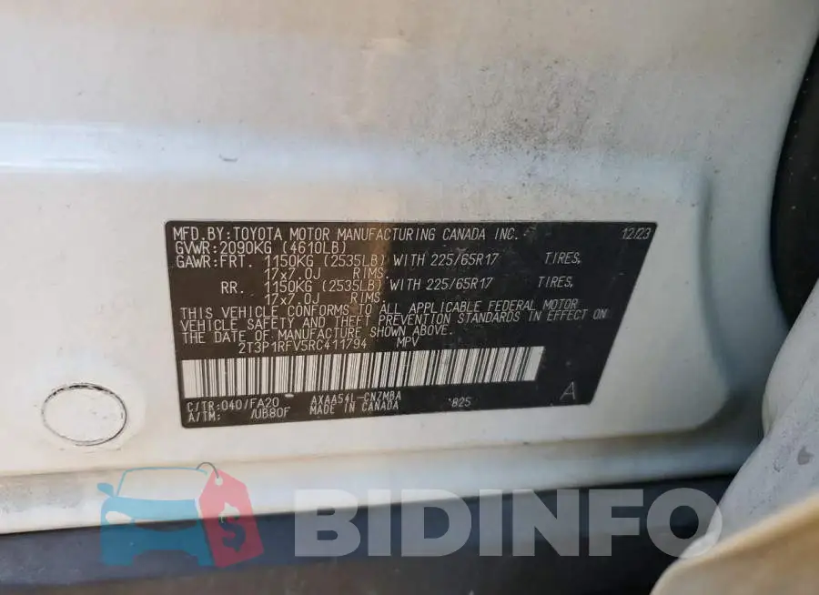 2T3P1RFV5RC411794 Photo# 13