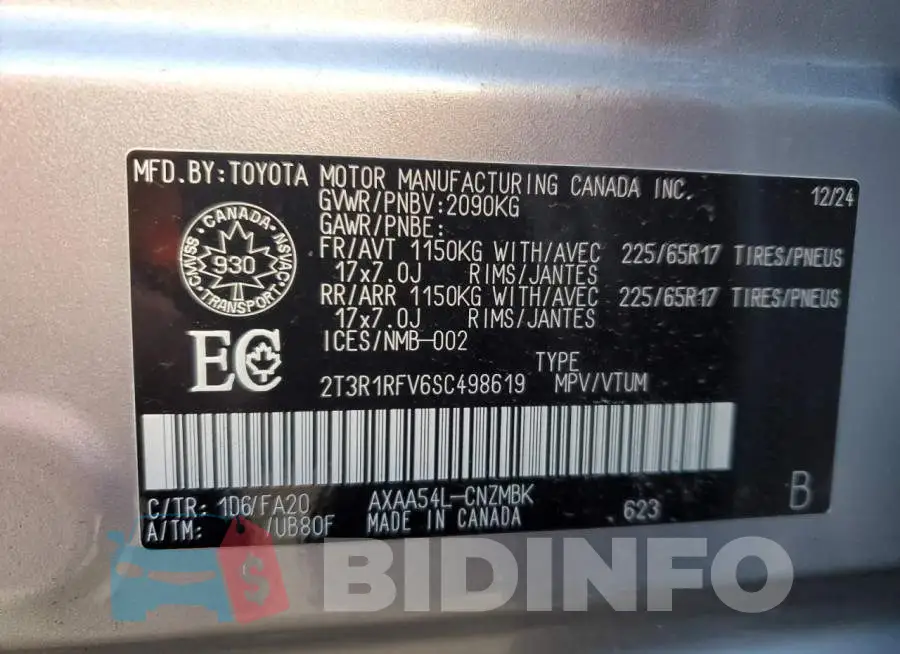 2T3R1RFV6SC498619 Photo# 14
