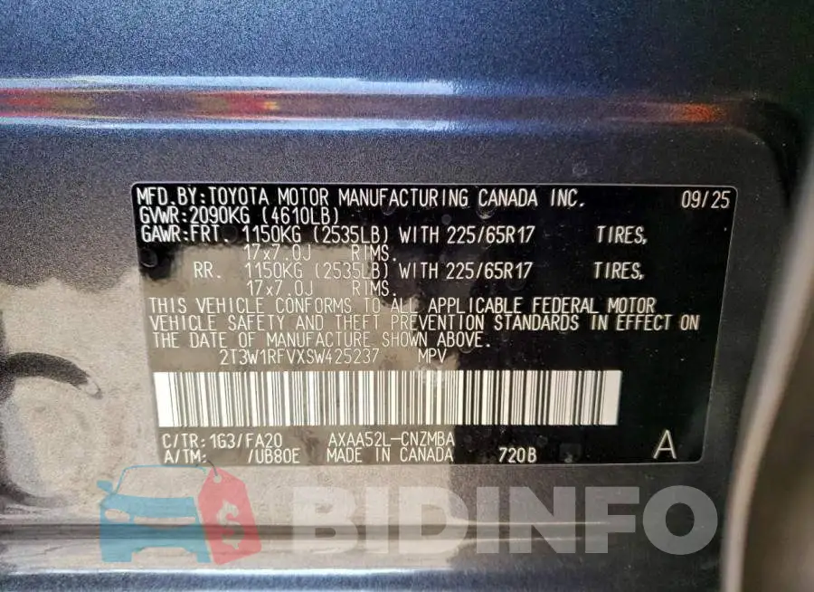 2T3W1RFVXSW425237 Photo# 13