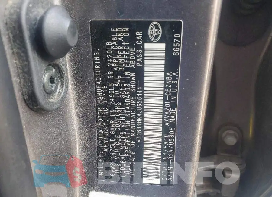4T1B11HK4JU656144 Photo# 12