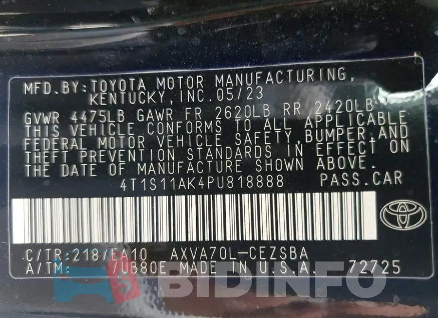 4T1S11AK4PU818888 Photo# 12