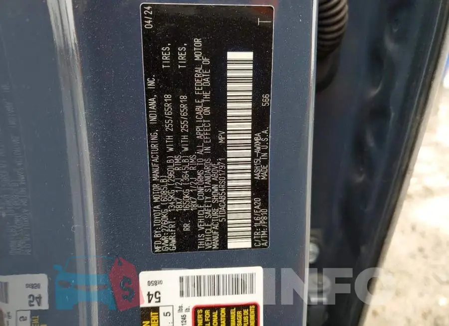 5TDACAB54RS017971 Photo# 14