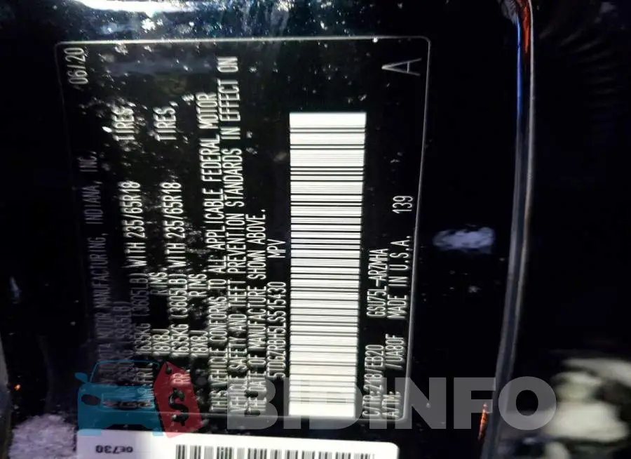 5TDGZRBH5LS515430 Photo# 13