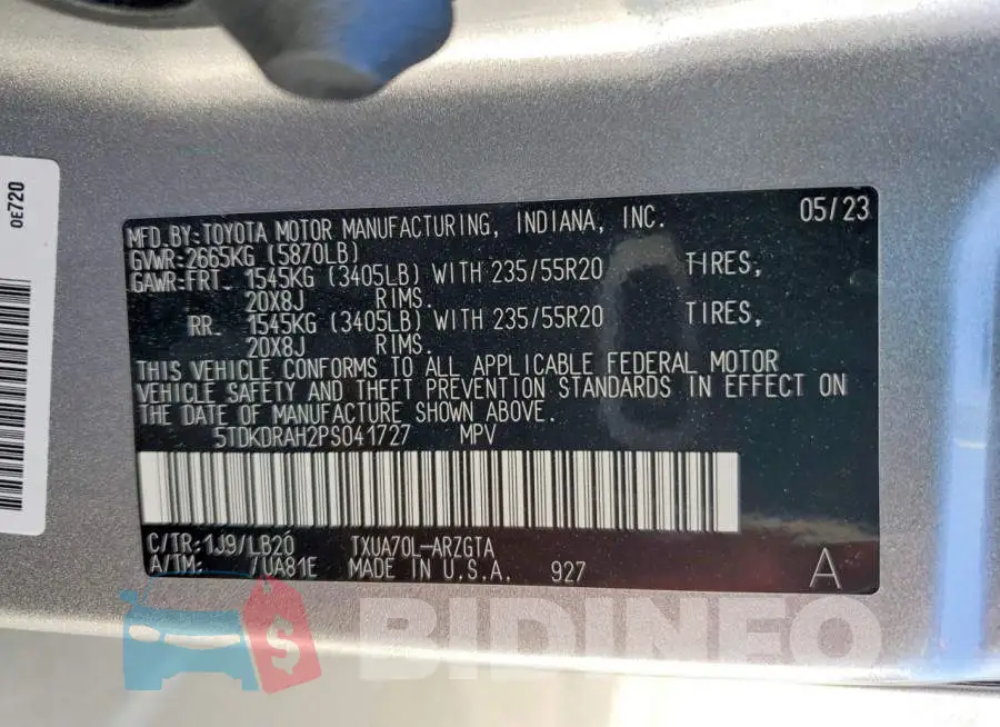 5TDKDRAH2PS041727 Photo# 14