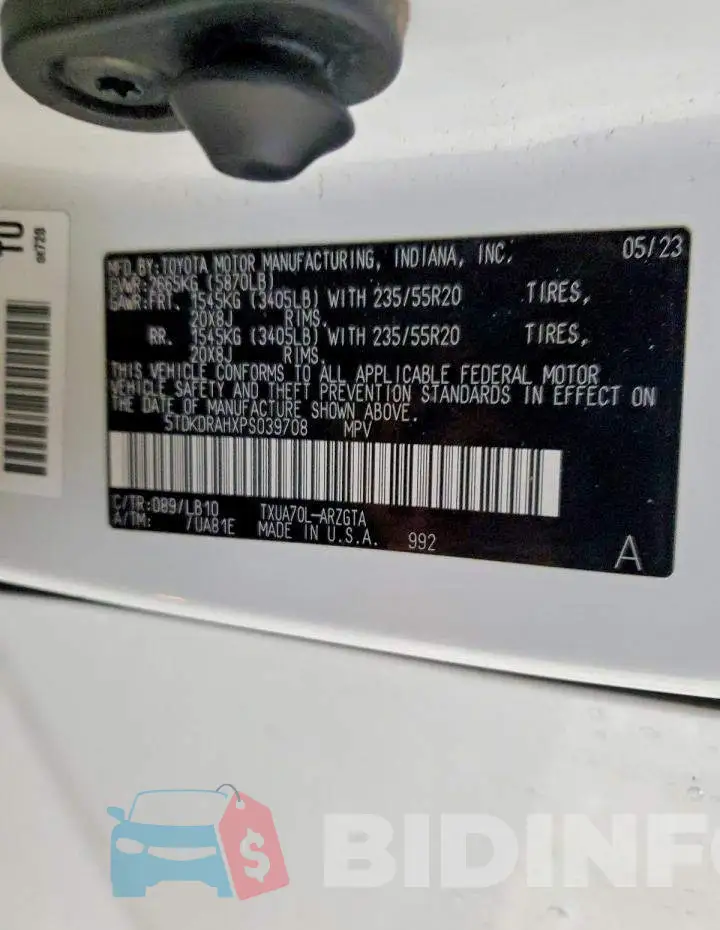 5TDKDRAHXPS039708 Photo# 12