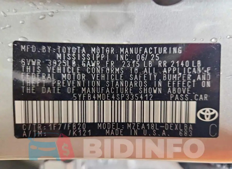 5YFB4MDE4SP335412 Photo# 12