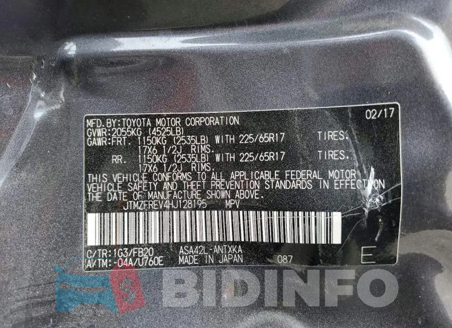 JTMZFREV4HJ128195 Photo# 14