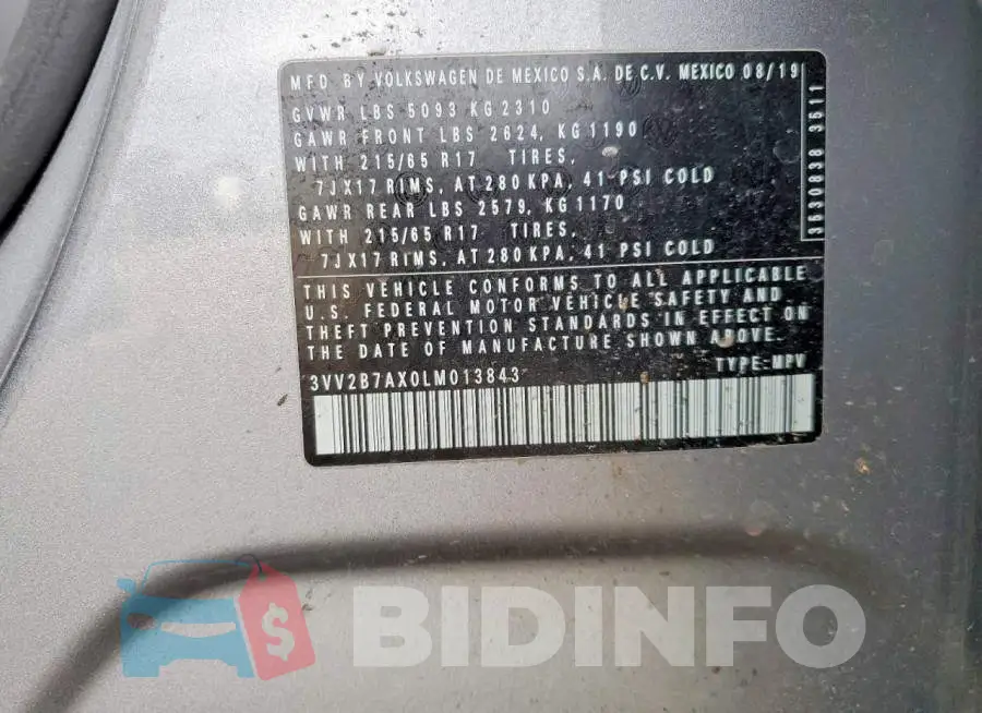 3VV2B7AX0LM013843 Photo# 12