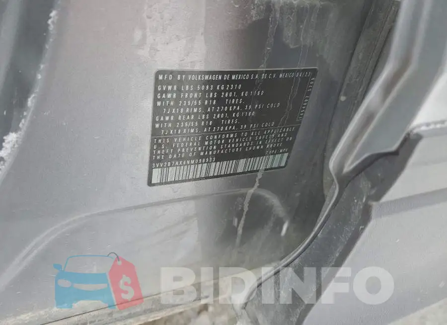 3VV2B7AX4NM098933 Photo# 13