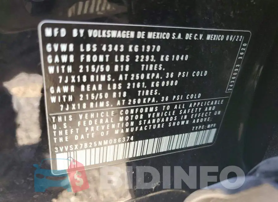 3VVSX7B25NM086374 Photo# 13