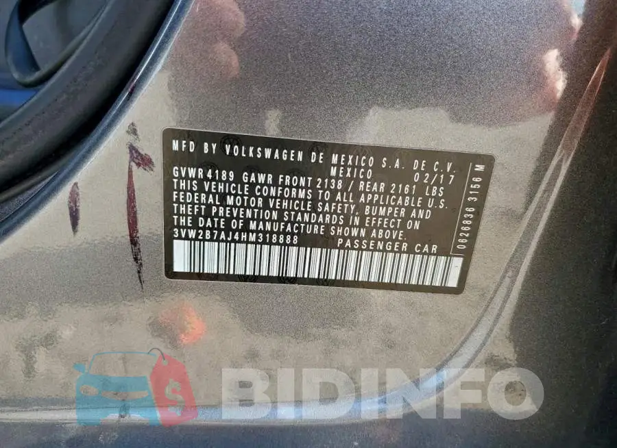 3VW2B7AJ4HM318888 Photo# 12