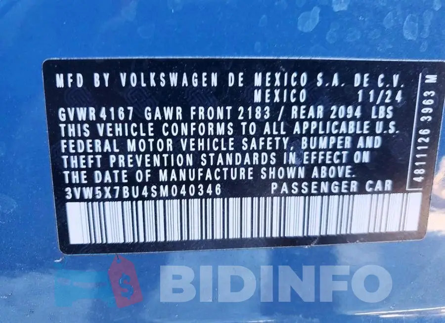 3VW5X7BU4SM040346 Photo# 12