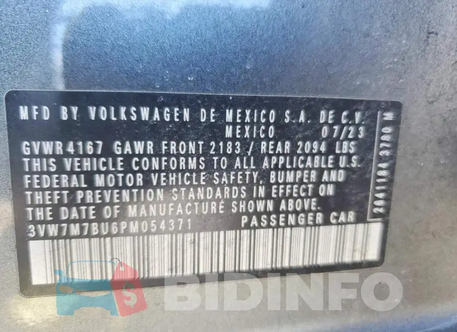 3VW7M7BU6PM054371 Photo# 13