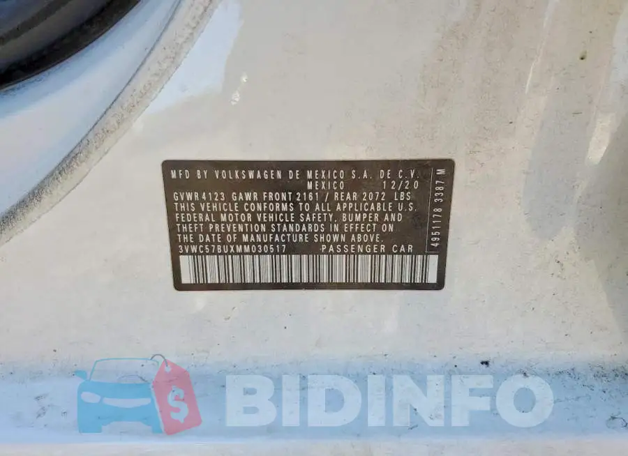 3VWC57BUXMM030517 Photo# 12