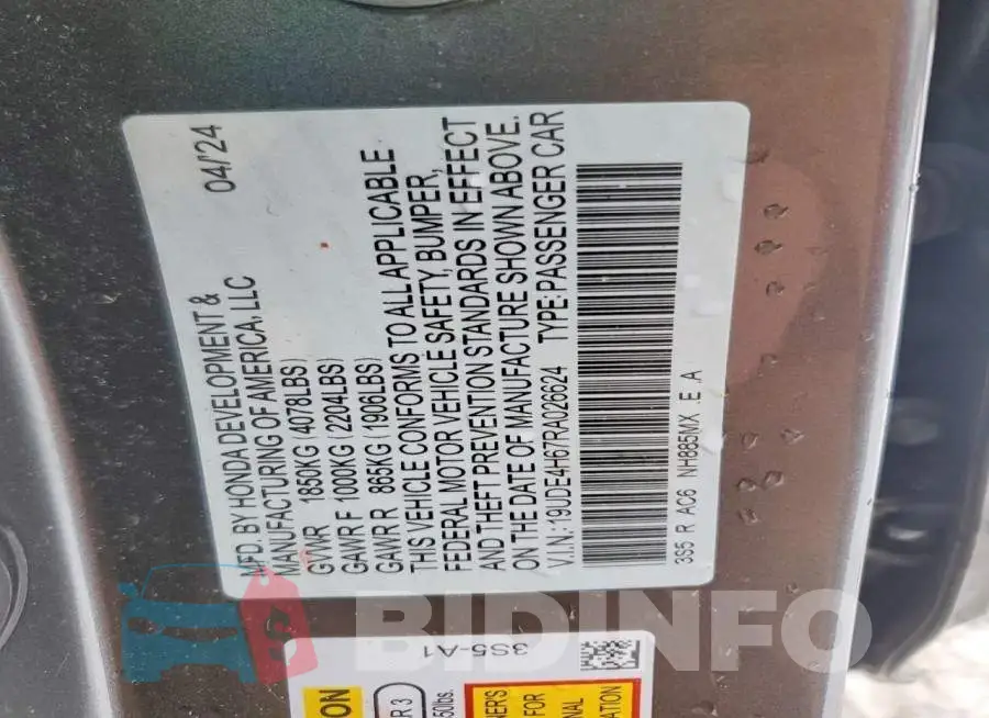 19UDE4H67RA026624 Photo# 13