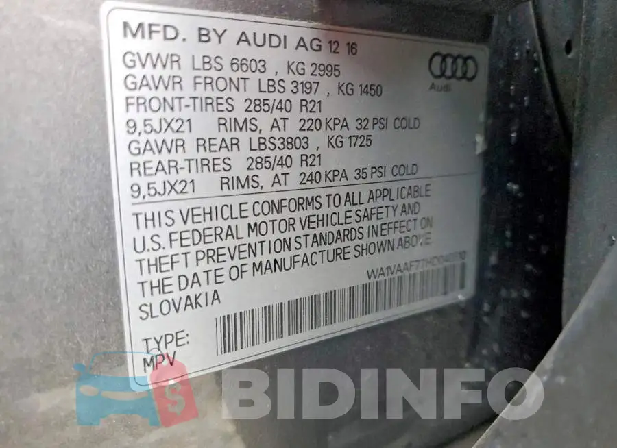 WA1VAAF77HD040510 Photo# 13
