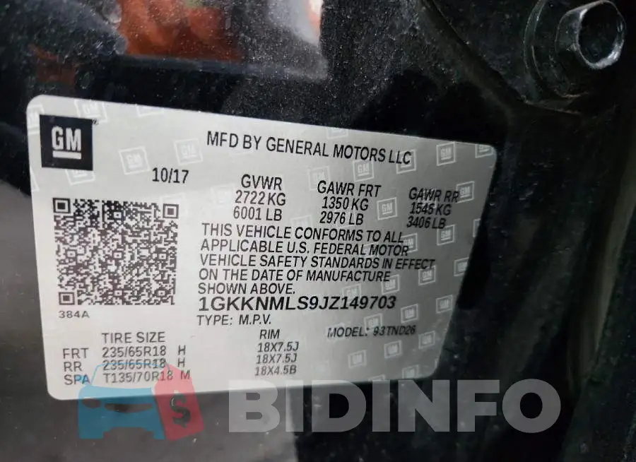 1GKKNMLS9JZ149703 Photo# 13