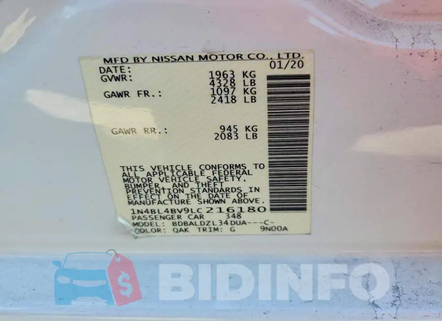 1N4BL4BV9LC216180 Photo# 12