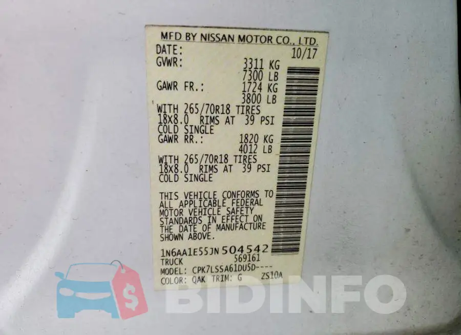 1N6AA1E55JN504542 Photo# 12