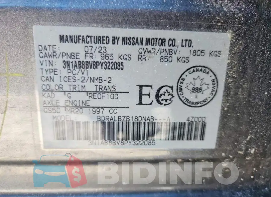 3N1AB8BV8PY322085 Photo# 12