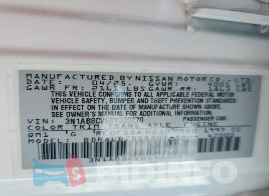 3N1AB8CV0SY330270 Photo# 12