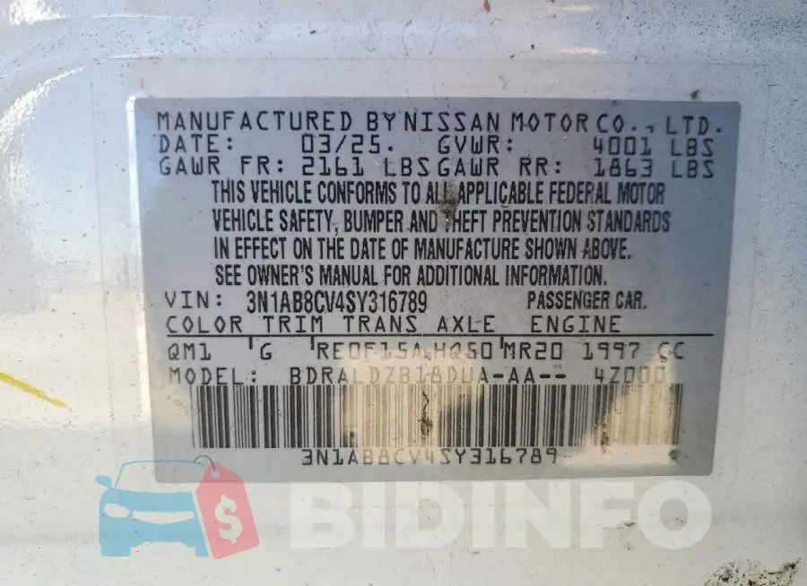 3N1AB8CV4SY316789 Photo# 12