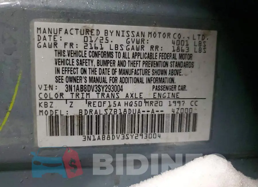 3N1AB8DV3SY293004 Photo# 12