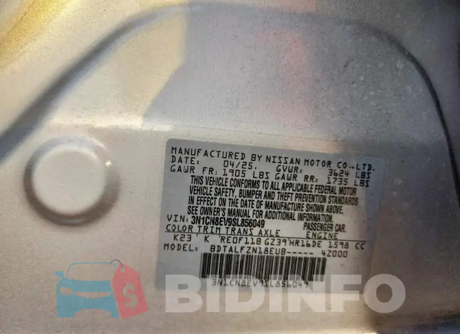 3N1CN8EV9SL856049 Photo# 12