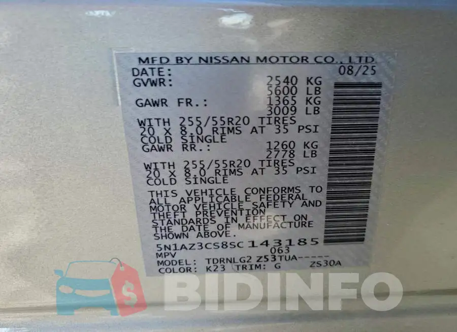 5N1AZ3CS8SC143185 Photo# 13