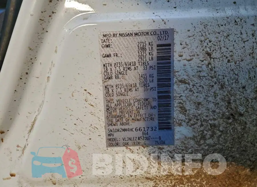 5N1DR2MM4HC661732 Photo# 13